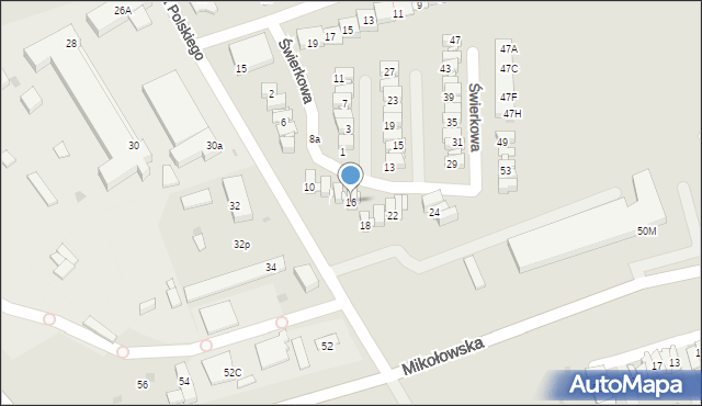 Mysłowice, Świerkowa, 16, mapa Mysłowice