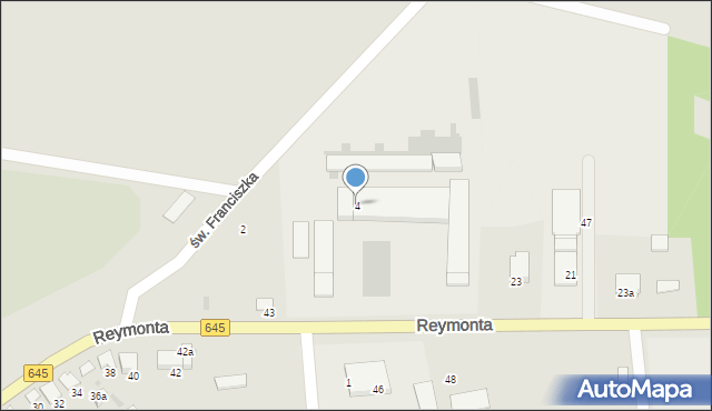 Myszyniec, św. Franciszka, 4, mapa Myszyniec