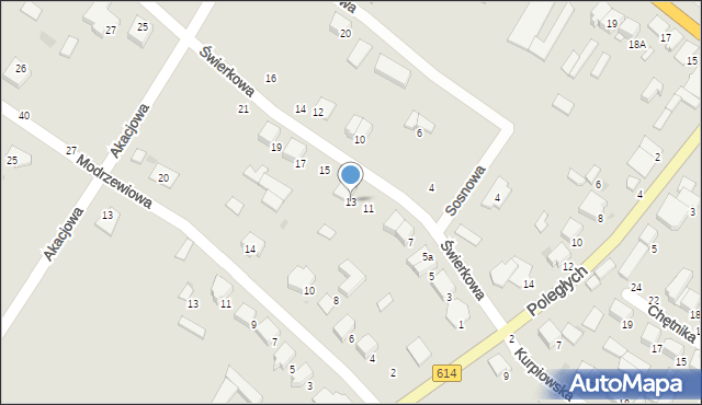 Myszyniec, Świerkowa, 13, mapa Myszyniec