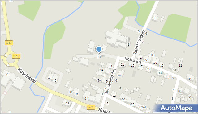 Nasielsk, św. Wojciecha, 13, mapa Nasielsk