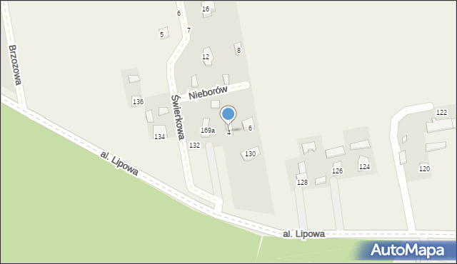 Nieborów, Świerkowa, 4, mapa Nieborów