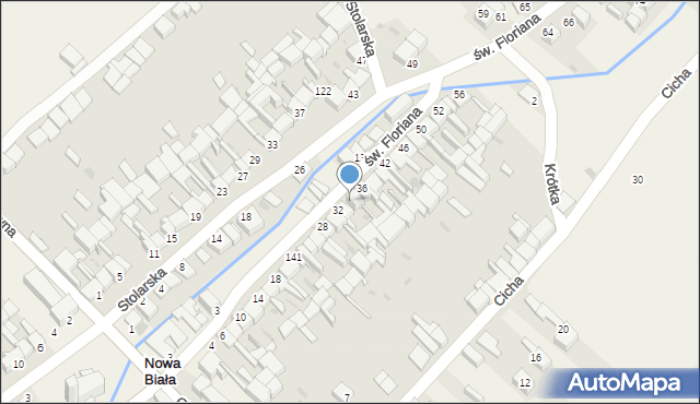 Nowa Biała, św. Floriana, 34, mapa Nowa Biała