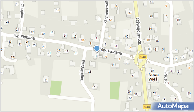 Nowa Wieś, św. Floriana, 11, mapa Nowa Wieś