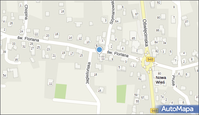 Nowa Wieś, św. Floriana, 13, mapa Nowa Wieś