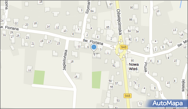 Nowa Wieś, św. Floriana, 5, mapa Nowa Wieś