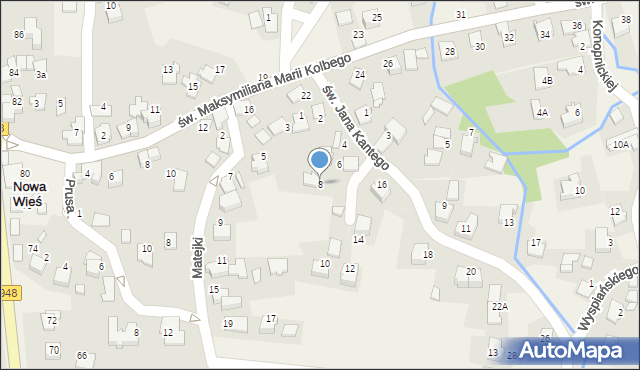 Nowa Wieś, św. Jana Kantego, 8, mapa Nowa Wieś