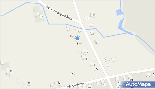 Nowa Wieś, św. Królowej Jadwigi, 9, mapa Nowa Wieś