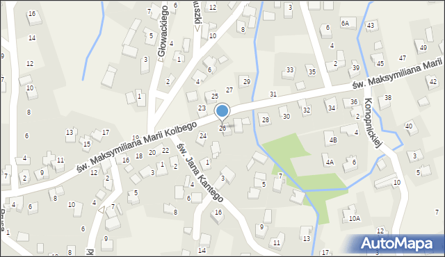 Nowa Wieś, św. Maksymiliana Marii Kolbego, 26, mapa Nowa Wieś