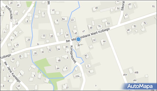 Nowa Wieś, św. Maksymiliana Marii Kolbego, 38, mapa Nowa Wieś