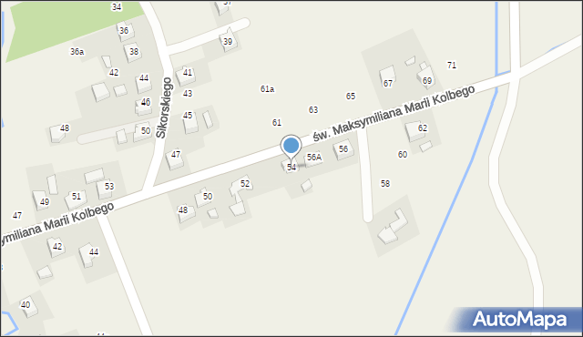 Nowa Wieś, św. Maksymiliana Marii Kolbego, 54, mapa Nowa Wieś