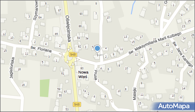 Nowa Wieś, św. Maksymiliana Marii Kolbego, 7, mapa Nowa Wieś