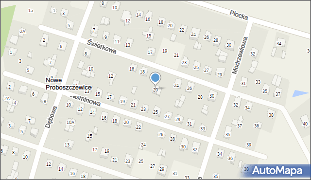 Nowe Proboszczewice, Świerkowa, 20, mapa Nowe Proboszczewice