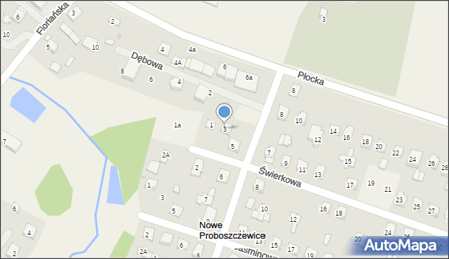 Nowe Proboszczewice, Świerkowa, 3, mapa Nowe Proboszczewice