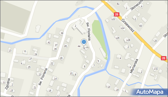 Nowosielce, św. Floriana, 4, mapa Nowosielce