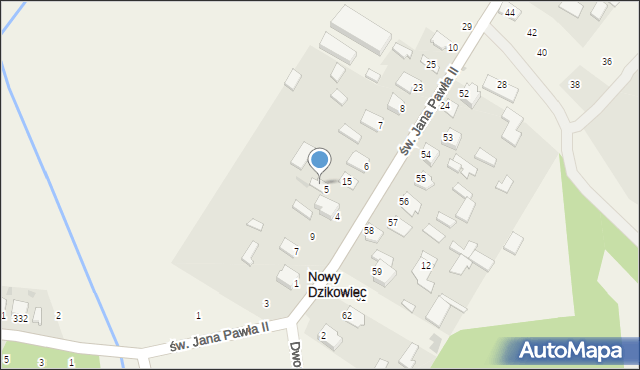 Nowy Dzikowiec, św. Jana Pawła II, 13, mapa Nowy Dzikowiec