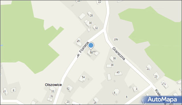 Olszowice, św. Floriana, 58, mapa Olszowice