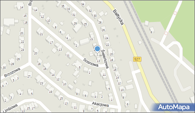 Olsztyn, Świerkowa, 15, mapa Olsztyna