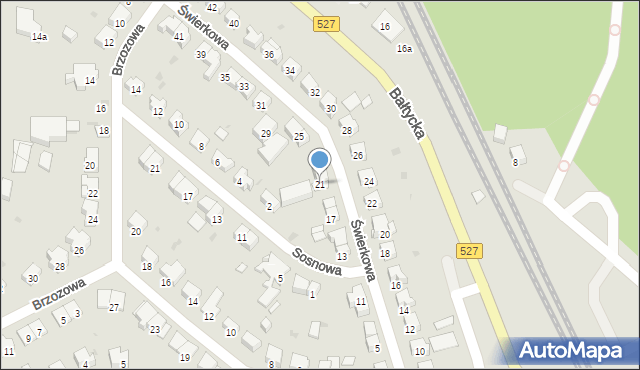 Olsztyn, Świerkowa, 21, mapa Olsztyna