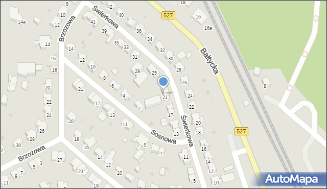 Olsztyn, Świerkowa, 23, mapa Olsztyna