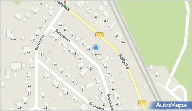 Olsztyn, Świerkowa, 32, mapa Olsztyna