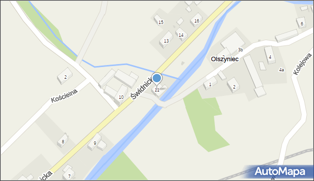 Olszyniec, Świdnicka, 11, mapa Olszyniec