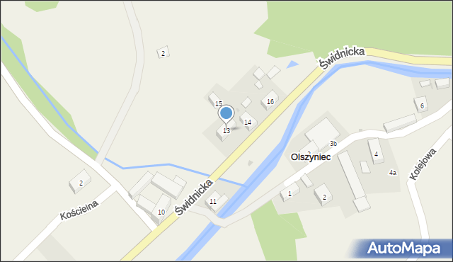 Olszyniec, Świdnicka, 13, mapa Olszyniec