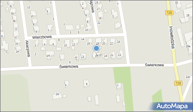 Opoczno, Świerkowa, 15, mapa Opoczno