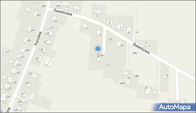 Osiek, Świerkowa, 8, mapa Osiek
