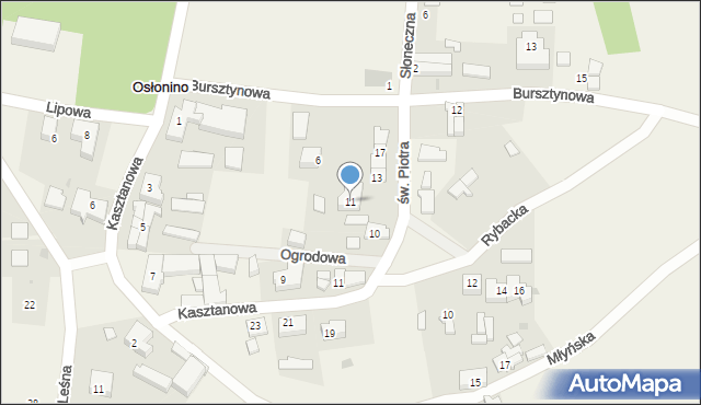 Osłonino, św. Piotra, 11, mapa Osłonino
