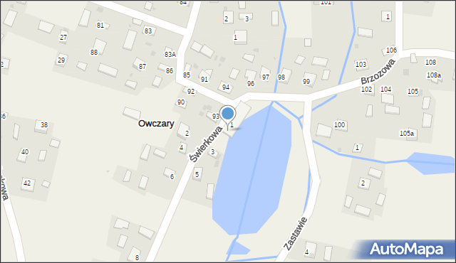 Owczary, Świerkowa, 1A, mapa Owczary