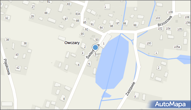 Owczary, Świerkowa, 3, mapa Owczary