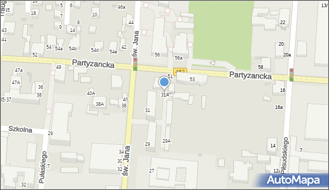 Pabianice, św. Jana, 31A, mapa Pabianic