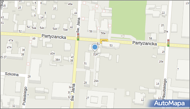 Pabianice, św. Jana, 31A, mapa Pabianic