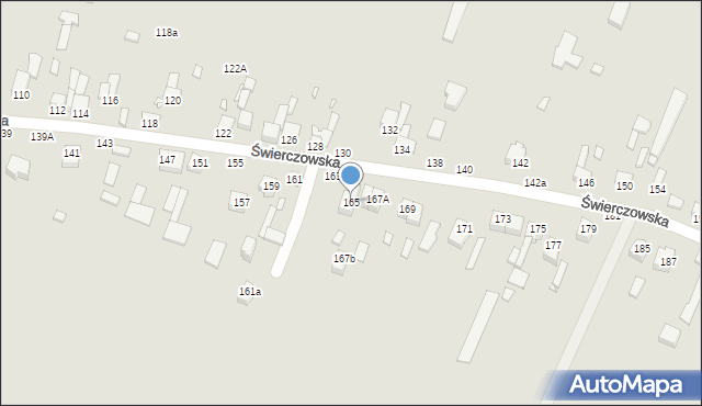 Piotrków Trybunalski, Świerczowska, 165, mapa Piotrków Trybunalski