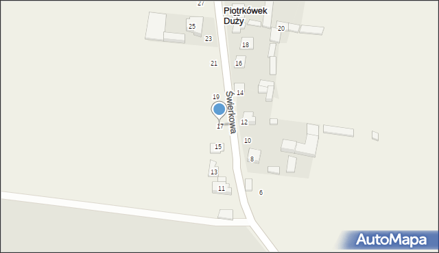 Piotrkówek Duży, Świerkowa, 17, mapa Piotrkówek Duży