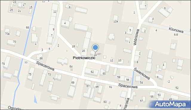 Piotrkowiczki, Świerkowa, 14, mapa Piotrkowiczki