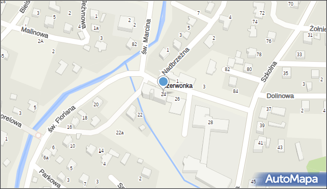 Pisarzowice, św. Floriana, 24, mapa Pisarzowice