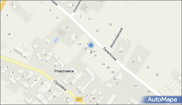 Pisarzowice, Świerkowa, 18, mapa Pisarzowice