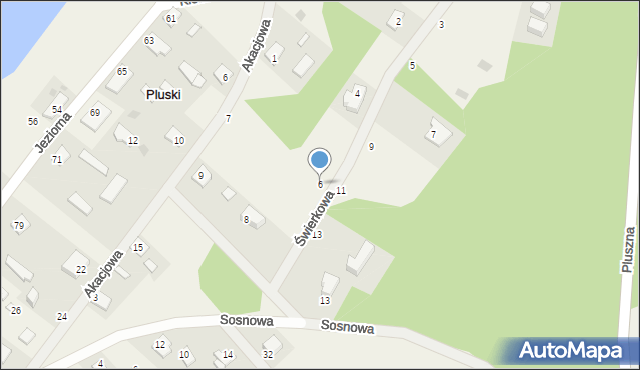 Pluski, Świerkowa, 6, mapa Pluski