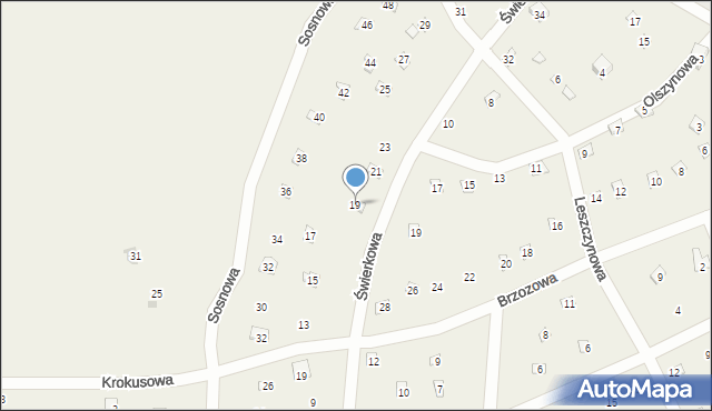 Popowo-Parcele, Świerkowa, 19, mapa Popowo-Parcele