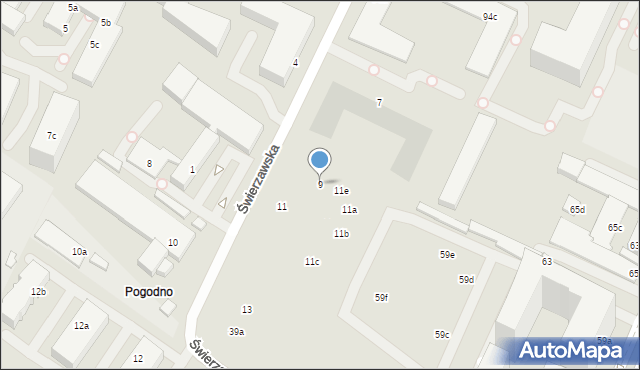 Poznań, Świerzawska, 9, mapa Poznania