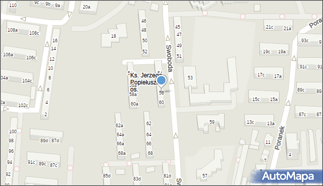 Poznań, Swoboda, 58, mapa Poznania