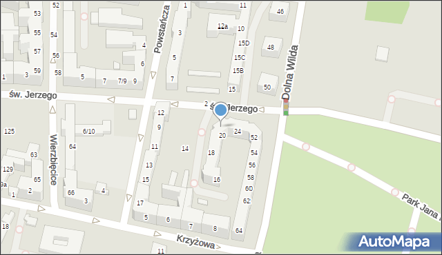 Poznań, św. Jerzego, 22, mapa Poznania