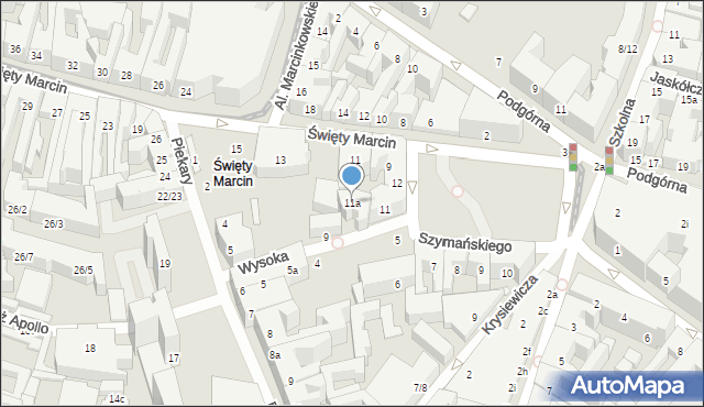 Poznań, Święty Marcin, 11a, mapa Poznania