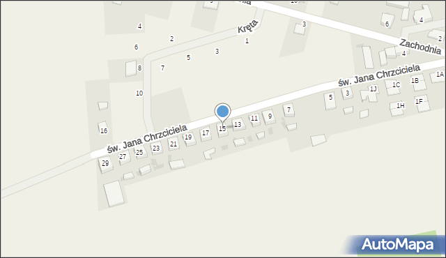 Przybyszewo, św. Jana Chrzciciela, 15, mapa Przybyszewo