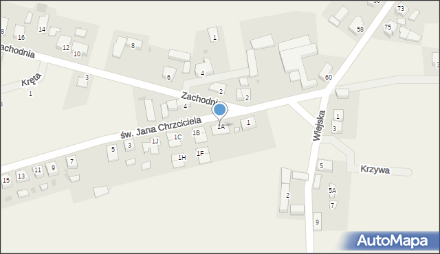 Przybyszewo, św. Jana Chrzciciela, 1A, mapa Przybyszewo