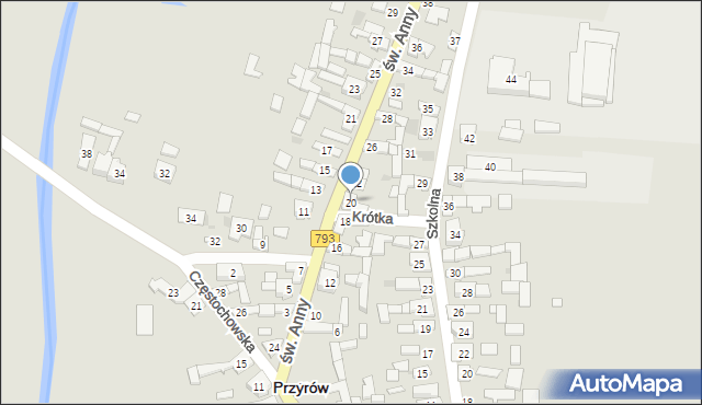 Przyrów, św. Anny, 20, mapa Przyrów