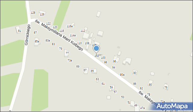 Radomsko, św. Maksymiliana Marii Kolbego, 102, mapa Radomsko