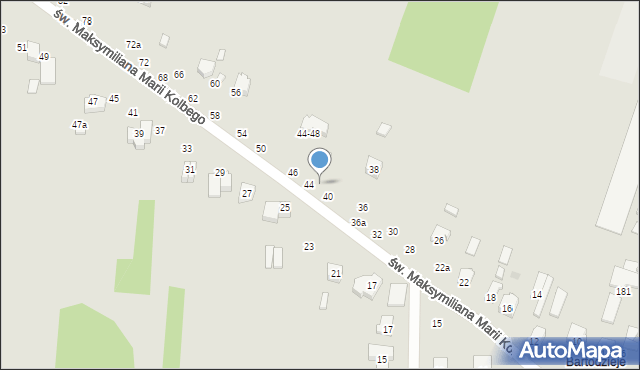 Radomsko, św. Maksymiliana Marii Kolbego, 42, mapa Radomsko