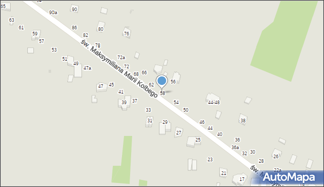 Radomsko, św. Maksymiliana Marii Kolbego, 58, mapa Radomsko